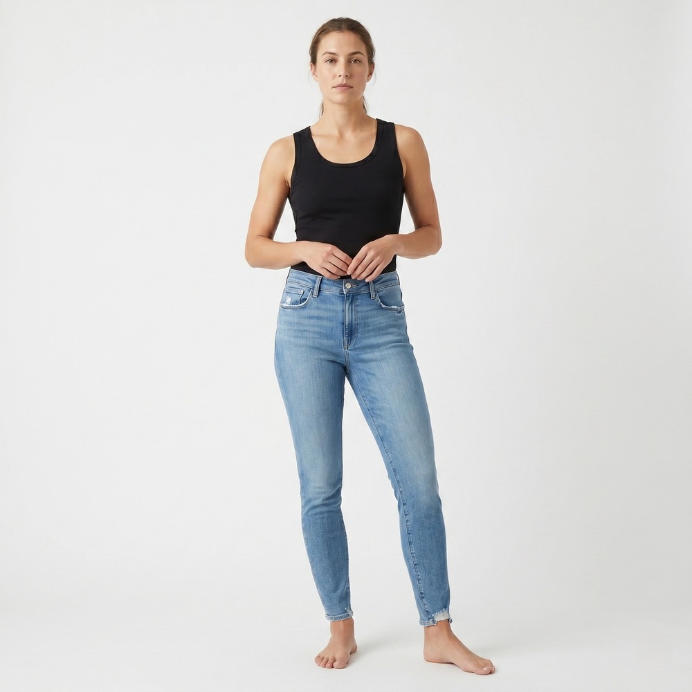 FRAME‎ Womens Jeans Le High Skinny 33 Hidalgo Chew Blue Distressed